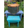 Image 4 : Farmhouse Picnic Pack with Two Painted Wooden Benches and Woven Basket