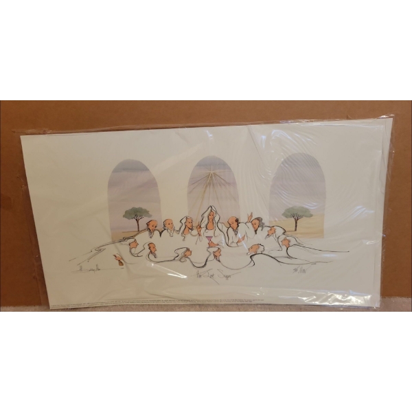 The Last Supper Signed Print 22x12 Artist Illegible 