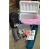 Image 1 : Camping Bundle #4   Coleman Cooler,  Two Sleeping Bags, Tent, Air Bed, Flashlight, Blanket