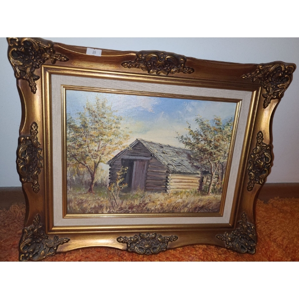 Painting by Baumgartner of Old Building 17 X 14, Framed