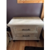 Image 2 : Beautiful light coloured wood dresser with two mirrors and two matching nightstands, both solid wood