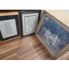 Image 1 : Ode of an RC Flyer Framed Needlepoint Picture. 19 w 22 1/2 h. Mountain Lion & Wolf Pencil Drawing
