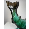 Image 4 : Carved Rosewood Aquatic Creature w/ Blue Mountain Pottery Figure (Has Been Repaired) 