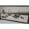 Image 2 : Painting of Asian Fishing Boats,  51.5 x 27.5 Paint on Canvas Framed and Signed 