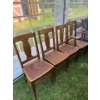 Image 1 : 4 Oak Antique Chairs With Blue Leather seating Surface W18" H37"  