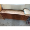 Image 3 : 2 Shelves. 1 mid century modern wooden stereo console, with no stereo. Other is an open faced storag
