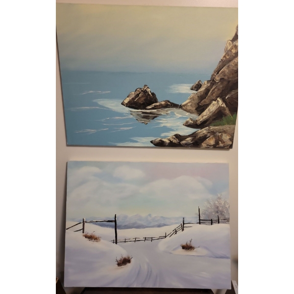 2 Oil On Canvas Landscape Paintings By Lloyd Rogowski 24T