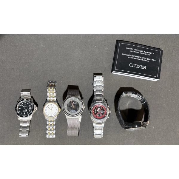 Watch Lot Including Fake Rolex, Citizen, Swatch, and More – 5 Pieces