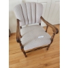 Image 1 : Upholstered Chair with Wood Frame and Carved Arm Details