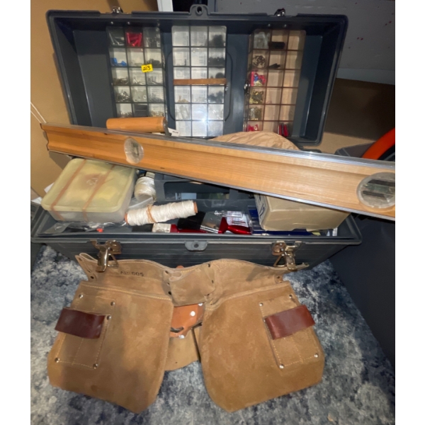 Hand Tool Hoard - Genuine Leather Tool Belt w/ Levels Saws Screwdrivers & More