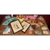Image 1 : Framed Silk Embroidery Asian Folding Fans Wooden Buildings Decorative Table Accents