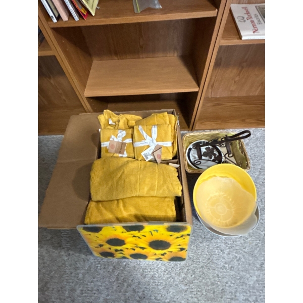 Turkish Yellow Cotton Towel 6Wash clothes 8 & hand Clothes 6 With SunFlower place mats & Yellow Bowl