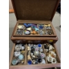 Image 4 : Set of Costume Jewelry Including Box, a lot of Clip On Earrings, Silver Pieces, and a Seiko Watch