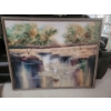 Image 1 : River + Landscape Oil on Board Framed Picture  70"x 62"tall