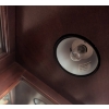 Image 9 : Cherry Oak Corner Curio Cabinet with Glass Shelves and Lighting