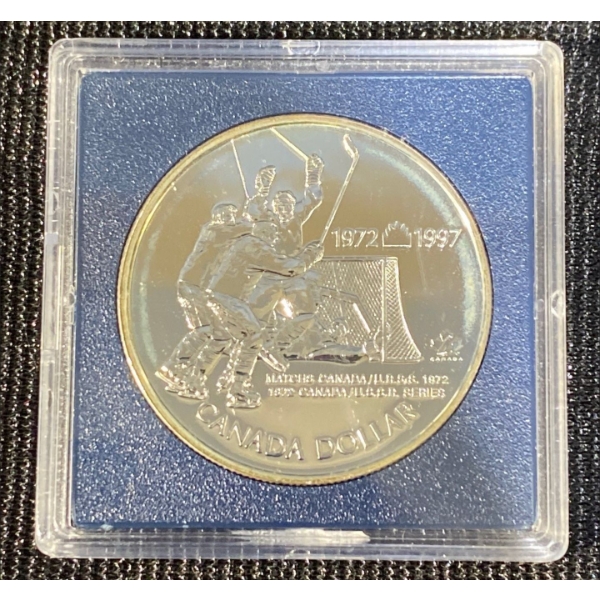 1997 Canadian Proof Sterling Silver Dollar Commemorating the 25th Anniversary of 1972 Canada/USSR