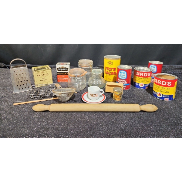 Charming Vintage Baking Brand Containers and Utensils for a Retro Splash in Your Home