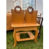 Image 2 : 2 Wood Side Tables  W16H17L21 & Oak Sitting Chair L15 W15 H29With 2 Book Holders 