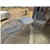 Image 1 : Metal round patio table & 4 chairs with one plastic table