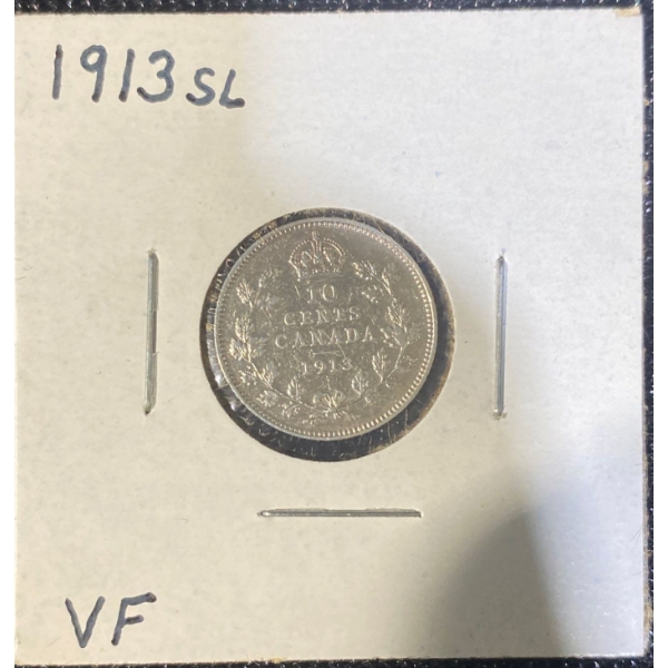 1913 VF Canadian Dime 92.5% Silver