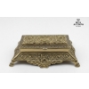 Image 3 : Vintage Art Nouveau Style Desk Set Features An Ornate Brass Inkwell Stand,  Brass Stamp Box 