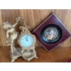 Image 1 : Antique New Haven Cherub Mantle Clock w/ Diamond Shaped Religious Art 3.5T
