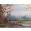 Image 3 : Painting of Autumn Woods- Artist Lyon, 28 X 22 Paint on Canvas Board Framed 