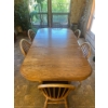Image 1 : Oak Dining Table With 6 Chairs And Leaf. Length 77" Wide 42" High 29"