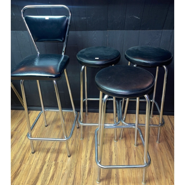 Vintage Vegan Leather & Chrome Bar Seats 31T (4 Count)