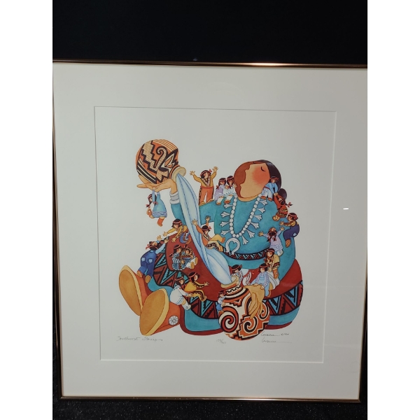 "Southwest Stories", Artist: Barbara Lavallee, 152/750, Offset Lithograph Framed Under Glass 22 X 24