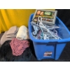 Image 1 : Two Comforters, Crochet Doilies, White Scarf, Games, and Clothing Hangers