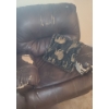 Image 2 : Brown Leather Reclining Chair 39 W, 37 D, 36 T, Extra Cushion Included