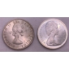Image 2 : Canadian Silver Dollar 1966 (80% Pure Ag) 23.1g & Canadian Silver Dollar 1959 23.1g (80% Pure Ag)