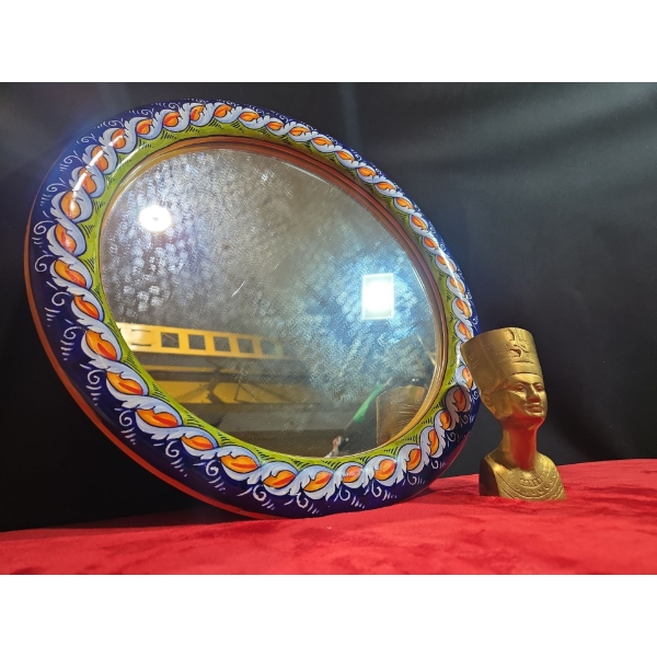Multi Color Decorative Wall Mirror and Gold Colored Egyptian Queen Bust