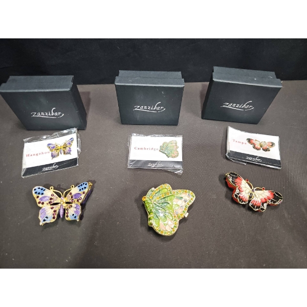 Zanzibar Butterfly Trinket Box Lot With Original Boxes