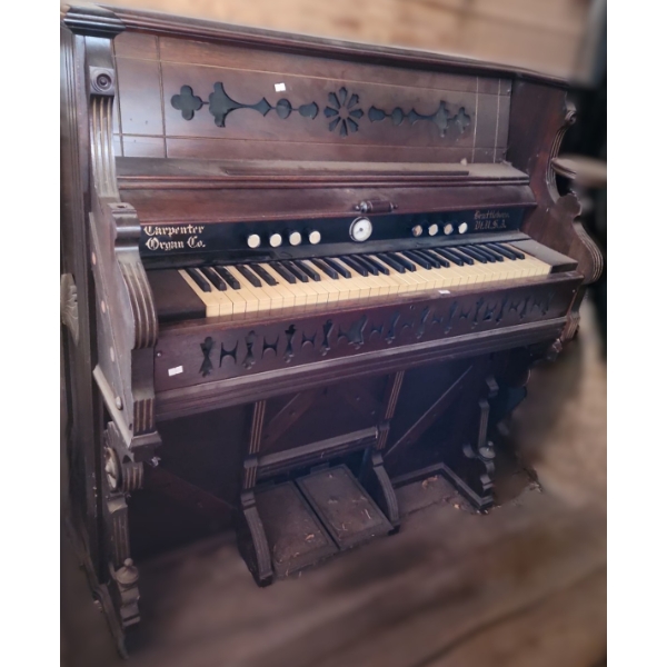 - Antique Carpenter Organ w/ Dark Wood Finish & Carved Details  (Brattleboro, VT) 45 W, 23 D, 47 T