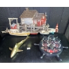 Image 1 : Nautical Collection - The Pier Wall Hanging w/ Brass Shark Idol & Captain's Round of Shooters