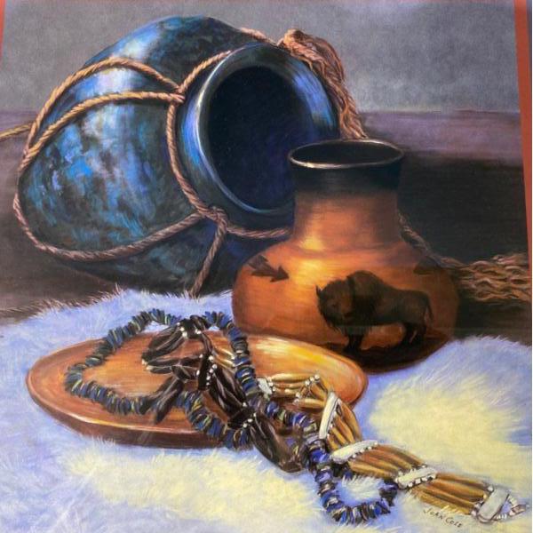 Indigenous Still Life 14 1/2" X 14 1/2" Before Frame