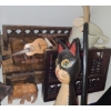 Image 4 : Assorted Household Decor Including: Pilot Teddy Bear, Carved Wood Faces 10 T, Wooden Cat and More!
