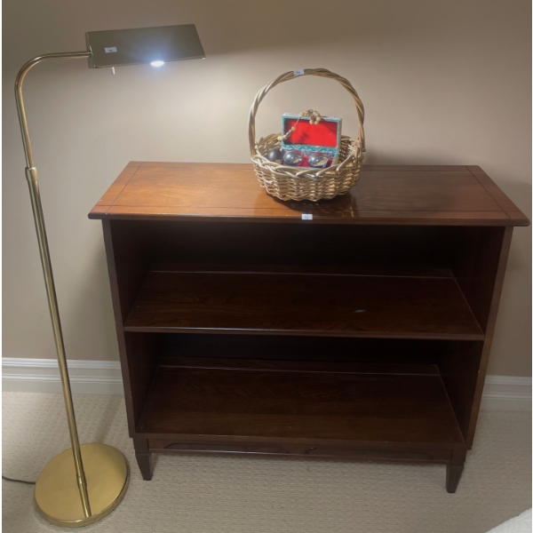 Vintage Pull Cord Brass Floor Lamp w/ Book Case & More