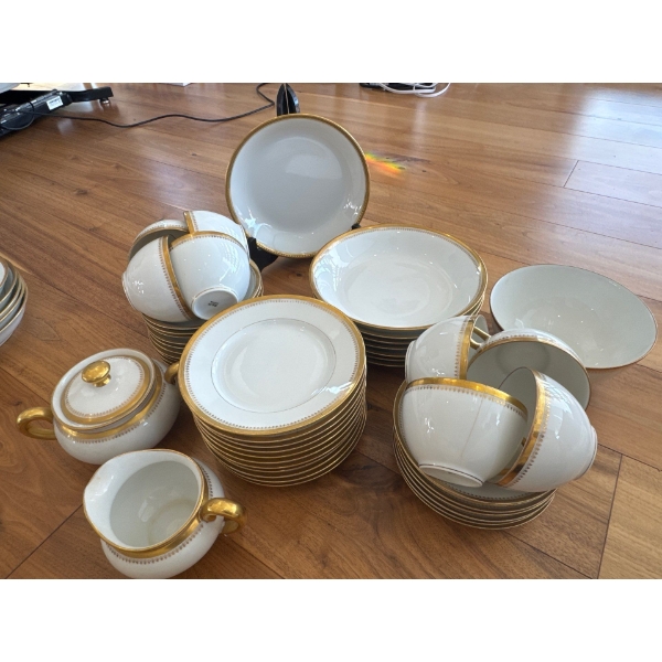 Limoges Porcelain Dinnerware Collection White/22K Gold Trim