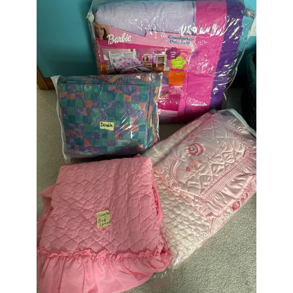 Vintage Linen Closet Finds - Barbie Comforter Sheets Bed Skirt & More