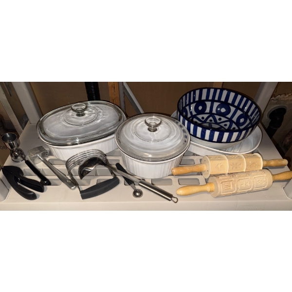 PYREX Casserole Cookers XL Pottery Bowl & Assorted Kitchen Utensils