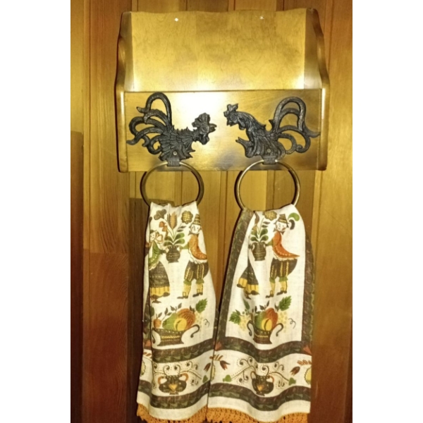 Solid Wood Decor Mail Box W/ Rooster Trivets as Accent