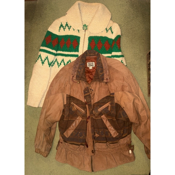 Men's Outerwear Collection - Knit Wool Zip Up Sweater Mens Size XL & More