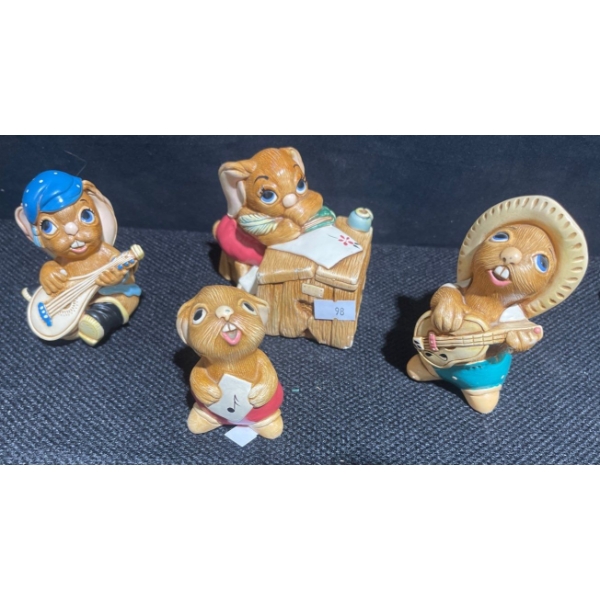 Pendelfin's Music Class Bunnies  - Phunk, Bongo, & Rosa Hand Painted Stonecraft 