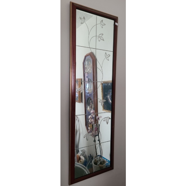 Pair of Decorative Mirrors w/ Leaf Etchings 12 X 37