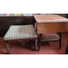Side Flap Table with Shelf- 37 L opened, 27 T,  24 W and Carved Wood Footstool 22 L, 20 W, 16 T