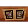 Image 1 : Two Paintings of Flowers w/ Gold and Velvet Trim Frame 7.5 X 8.5 