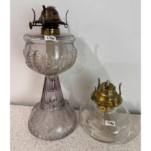 Victoria Glass Oil Lamp & Waterburn Antique  Oil Lamp